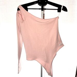 Calvin Klein Dusty Pink One-Shoulder Bodysuit